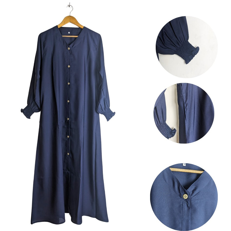Zimel Abaya Front Open Abaya Elastic Sleeves and Belt Abaya Best Eid Abaya Umrah Abaya Haj Abaya
