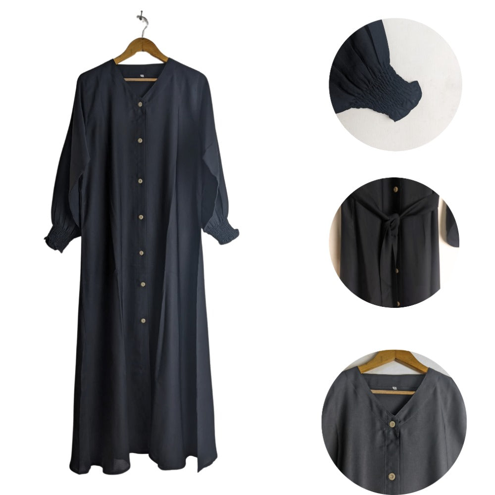 Zimel Abaya Front Open Abaya Elastic Sleeves and Belt Abaya Best Eid Abaya Umrah Abaya Haj Abaya