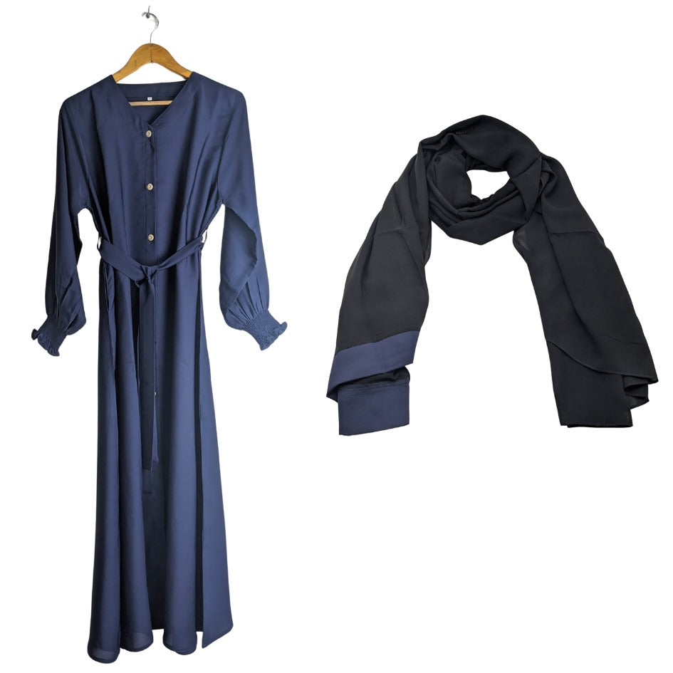 Zimel Abaya Front Open Abaya Elastic Sleeves and Belt Abaya Best Eid Abaya Umrah Abaya Haj Abaya