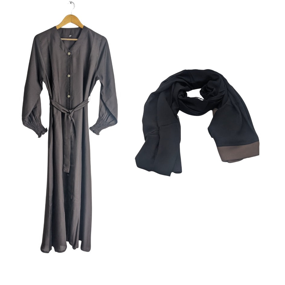 Zimel Abaya Front Open Abaya Elastic Sleeves and Belt Abaya Best Eid Abaya Umrah Abaya Haj Abaya
