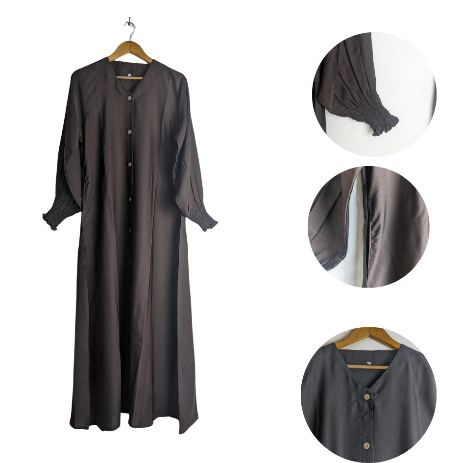 Zimel Abaya Front Open Abaya Elastic Sleeves and Belt Abaya Best Eid Abaya Umrah Abaya Haj Abaya